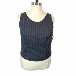 Amanda Smith Women's Gray Wool Scoop Neck Pinstripe One Piece Suit Shell sz 16W